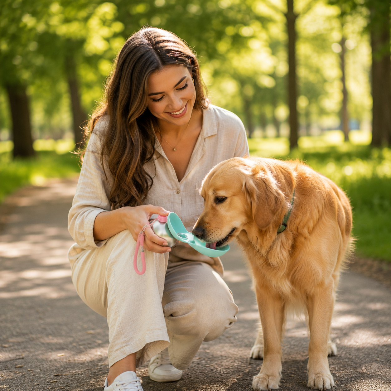 Pet Water Bottle With Bowl